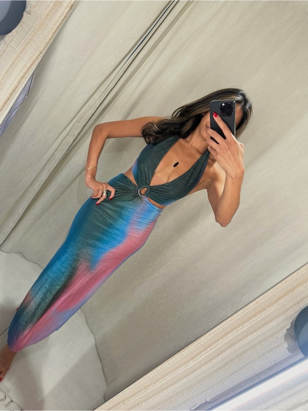 Baobab Collection Backless Ombre Halter Maxi Dress in Blue and Pink - Picture 9 of 9